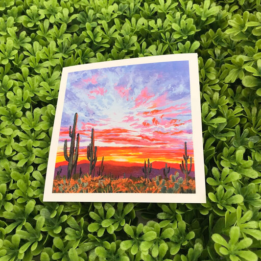 Vibrant Saguaro Sunset Mini Print