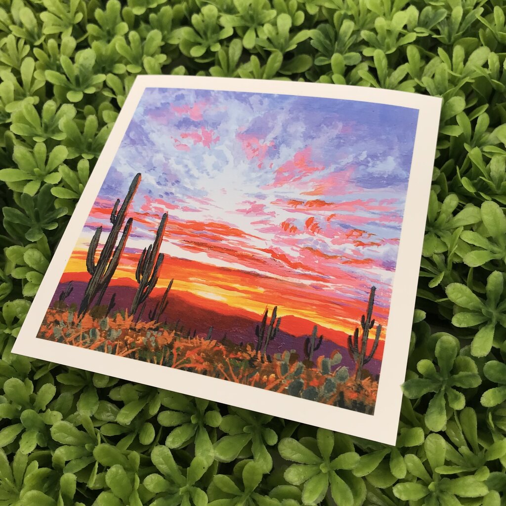 Vibrant Saguaro Sunset Mini Print