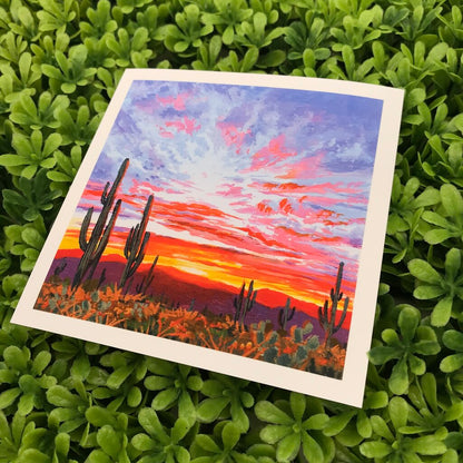 Vibrant Saguaro Sunset Mini Print