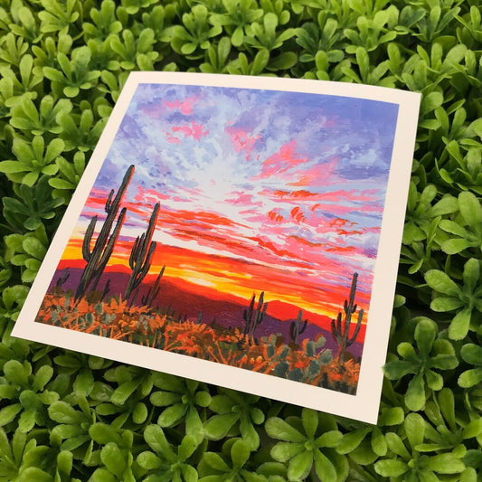 Vibrant Saguaro Sunset Mini Print