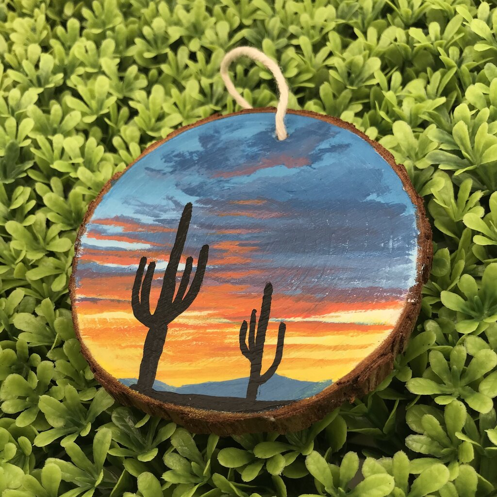 Hand painted Saguaro Sunset Ornament