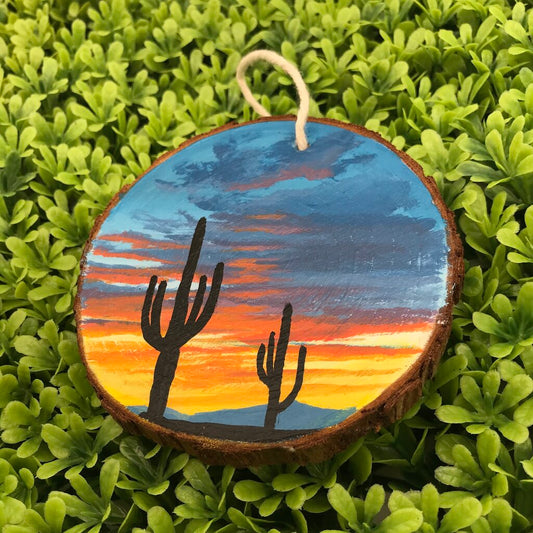 Hand painted Saguaro Sunset Ornament