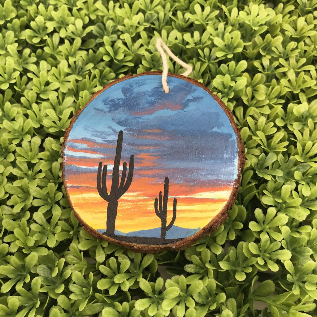 Hand painted Saguaro Sunset Ornament