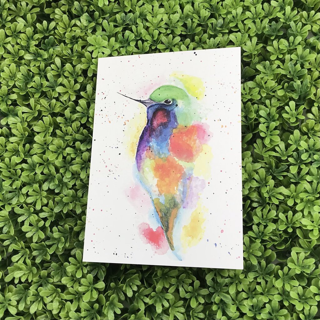 Colorful Hummingbird Card