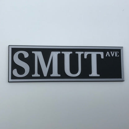 Smut Ave Bookshelf Sign