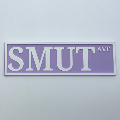 Smut Ave Bookshelf Sign