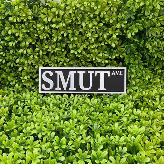 Smut Ave Bookshelf Sign