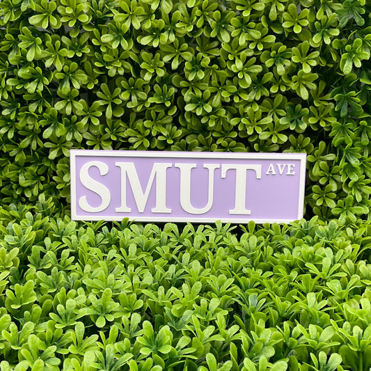 Smut Ave Bookshelf Sign